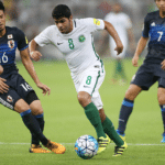 Saudi-Arabien in der WM 2018 Qualifikation gegen ihren Tabellenkonkurrenten aus Japan. Photo: AFP.