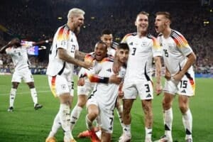 Kai Havertz mit dem 1:0 durch Handelfmeter zum 1:0 gegen Dänemark (Photo by KENZO TRIBOUILLARD / AFP)